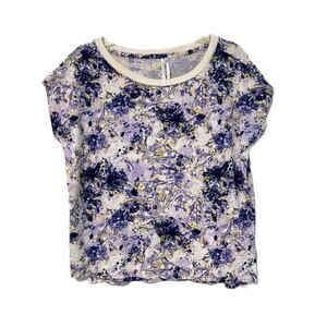 By Anthropologie Women’s Size M Purple Splatter Abstract Print Boxy Cotton Tee